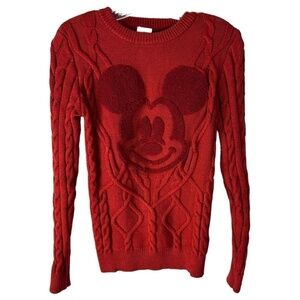 Disney Parks Mikey Mouse Cable Knit Sweater Pull Over Sweater SZ XS